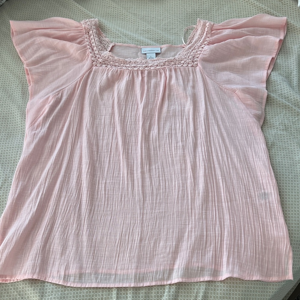 Blush Pink Flutter Sleeve Blouse